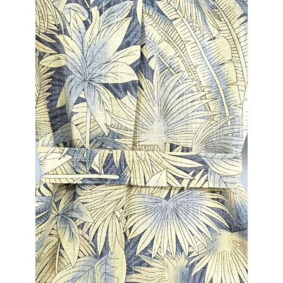 Soft Surroundings Tropical Shirt Dress Petite XS Linen Blend Belted Tie Beach - Picture 9 of 12